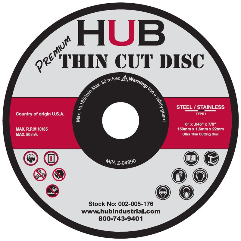 6" x .045" x 7/8" ProGrind® Type 1 Cutoff Wheel (Max RPM's 10,185)