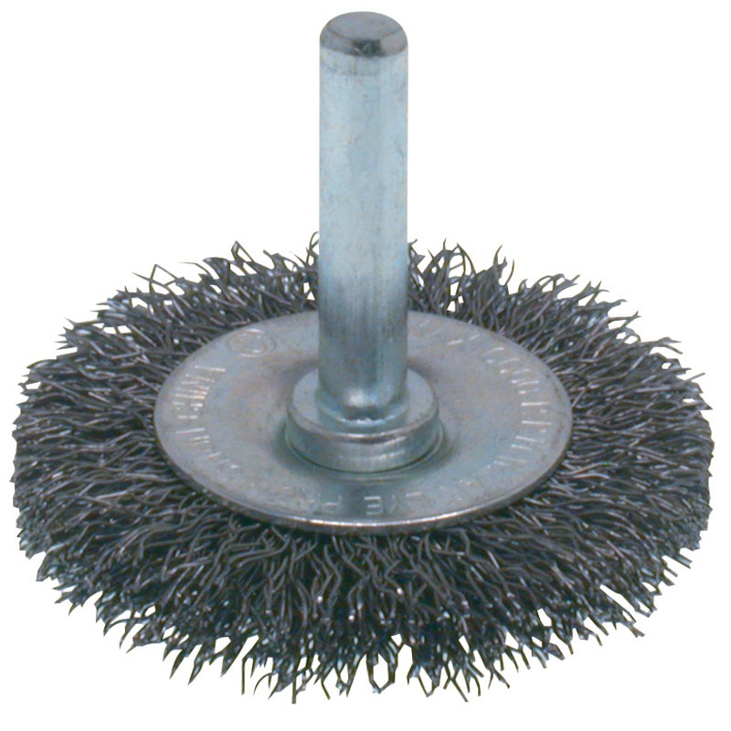 End Brush, Crimped Wire Wheel, 3" Diameter, .0118 Steel Wire, 1/4" Shank