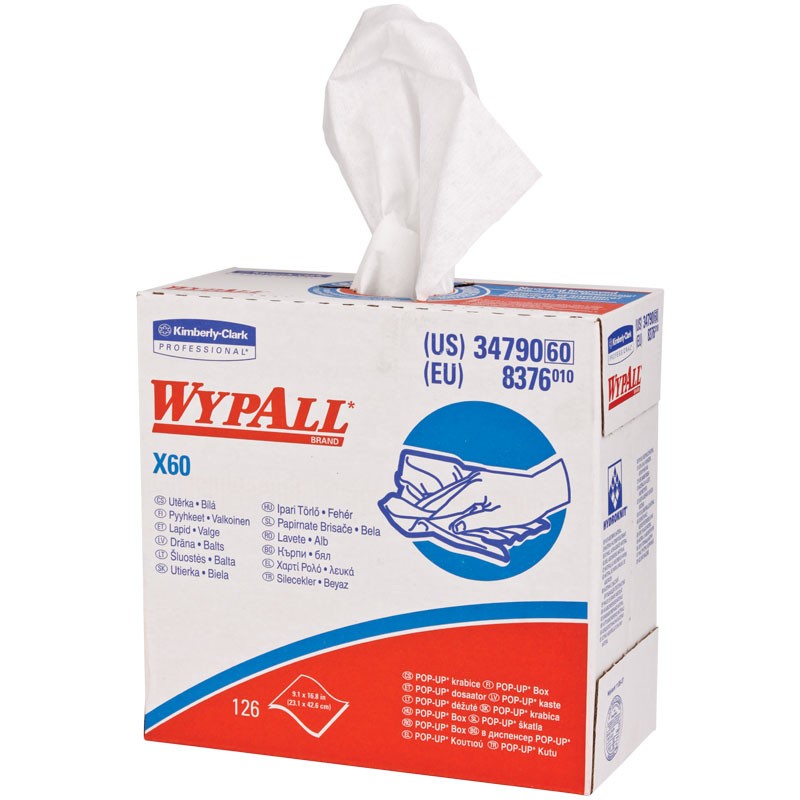 #34790 Wypall® X60 Wipers, Pop-Up Box, White, 126/Box