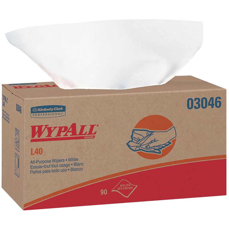 #03046 WypAll® L40 Wipers, Pop-Up Box, White, 90/Box