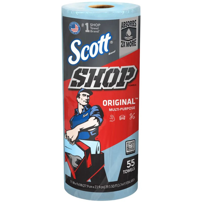 11" x 10.4" Scott® Shop Towels - Standard Roll - Blue