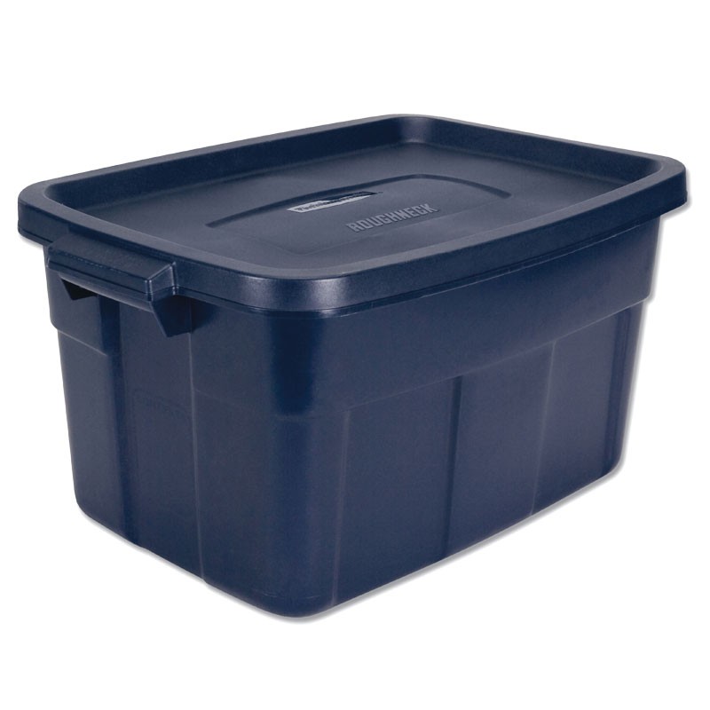 Roughneck Storage Box, 14 gal, 15.88" x23.88" x 12.25", Dark Indigo Metallic