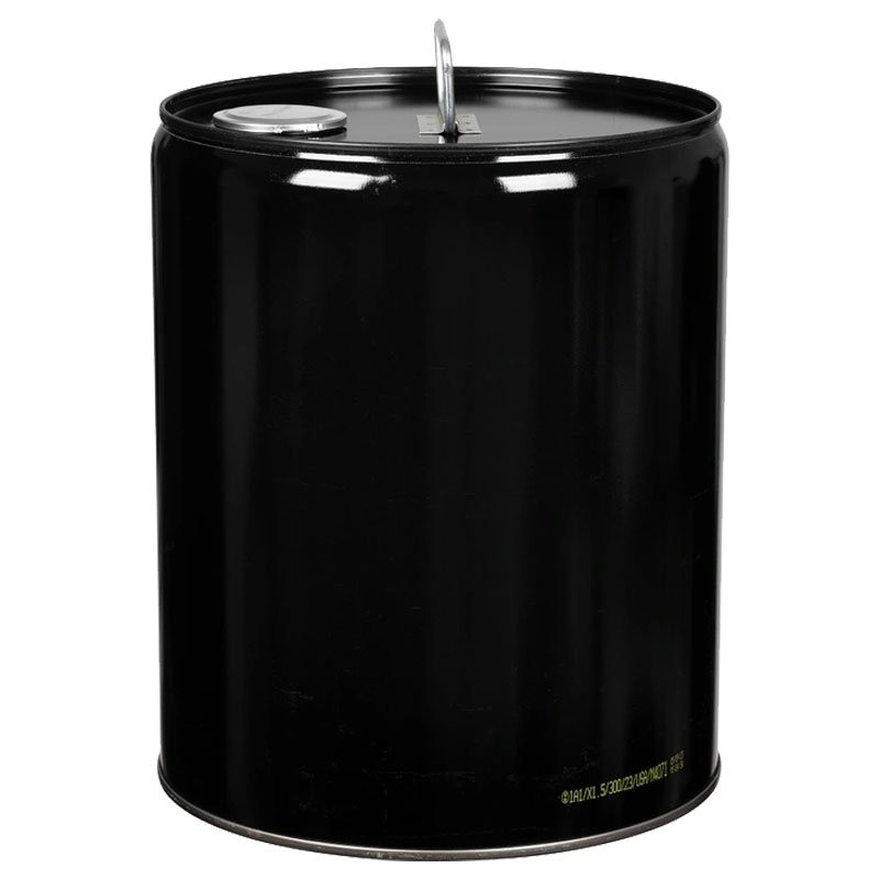 5 Gallon Black Tight Head Steel Pail w/2" & 3/4" Fittings