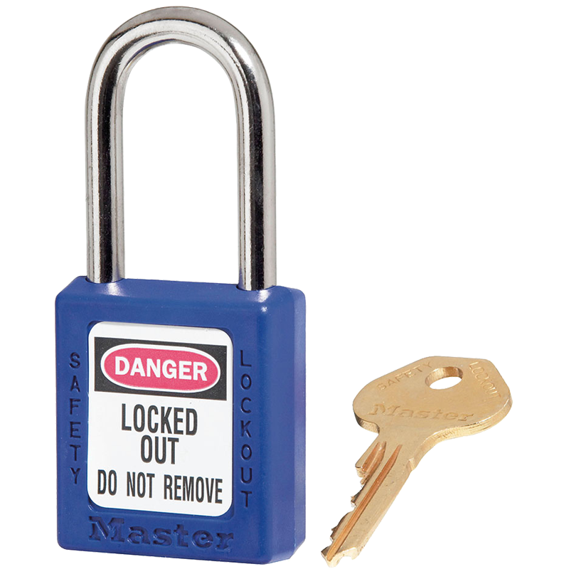 Safety Lockout Padlock 1-1/2" Shackle, Blue, Keyed Alike