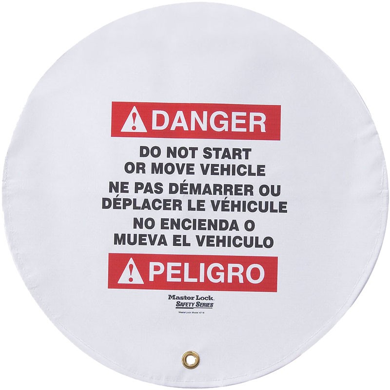 16" Diameter Steering Wheel Cover, Bilingual, Danger Do Not Start or Move Vehicle