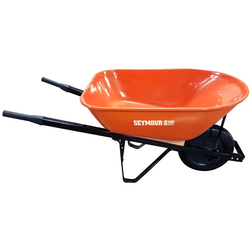 6 Cu. Ft. Wheelbarrow, Steel Tray & Handles, Flat-Free Tire