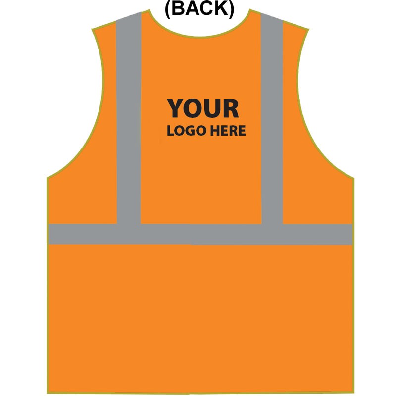 Class 2 Safety Vest - Orange Mesh, 3-XL, Two Color Logo