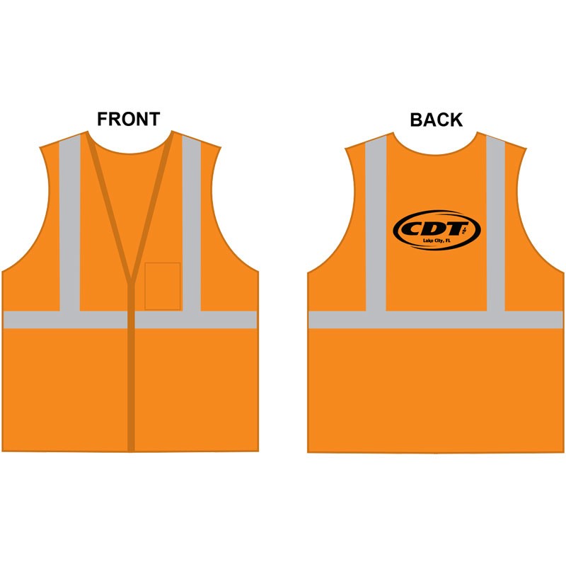 2-XL  CLS 2 SAFETY VEST - HI-VIS ORANGE MESH ECONOMY  W/ZIPPER CLOSURE W/ CDT (1C - 1L)