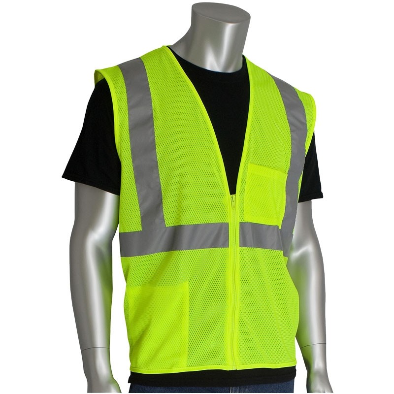 LG  CLS 2 SAFETY VEST - LIME GREEN MESH ECONOMY W/ZIPPER CLOSURE   W/ ENGINEERING SERVICES LOGO (1C - 1L)