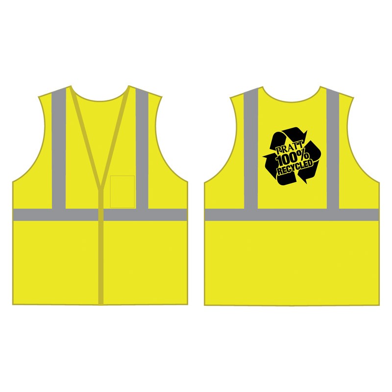 SM CLS 2 SAFETY VEST -LIME GREEN MESH MESH ECONOMY W/ ZIPPER CLOSURE   W/ PRATT INDUSTRIES LOGO (1C- 1L)