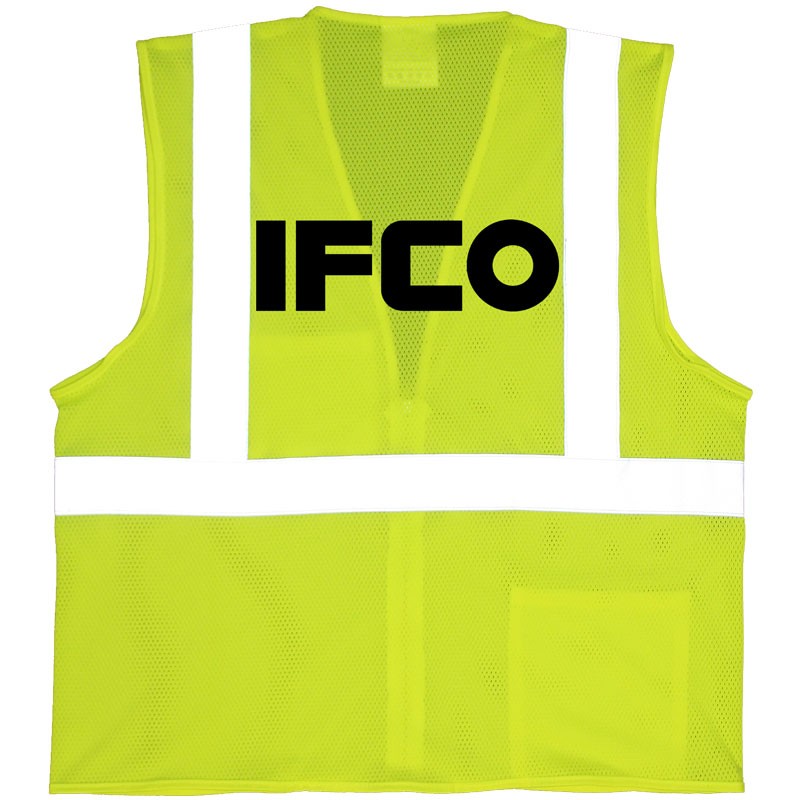 Class 2 Safety Vest w/ Black IFCO Logo - Lime Green Mesh, 2-XL
