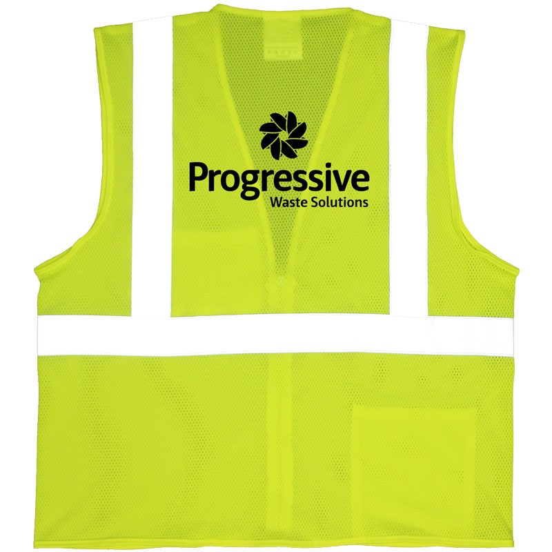 Class 2 Mesh Safety Vest w/ Black Progressive Logo ,Lime Green - 4-XL