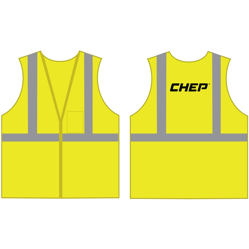 Class 2 Safety Vest - Lime Green Mesh with Black CHEP Logo, X-Large