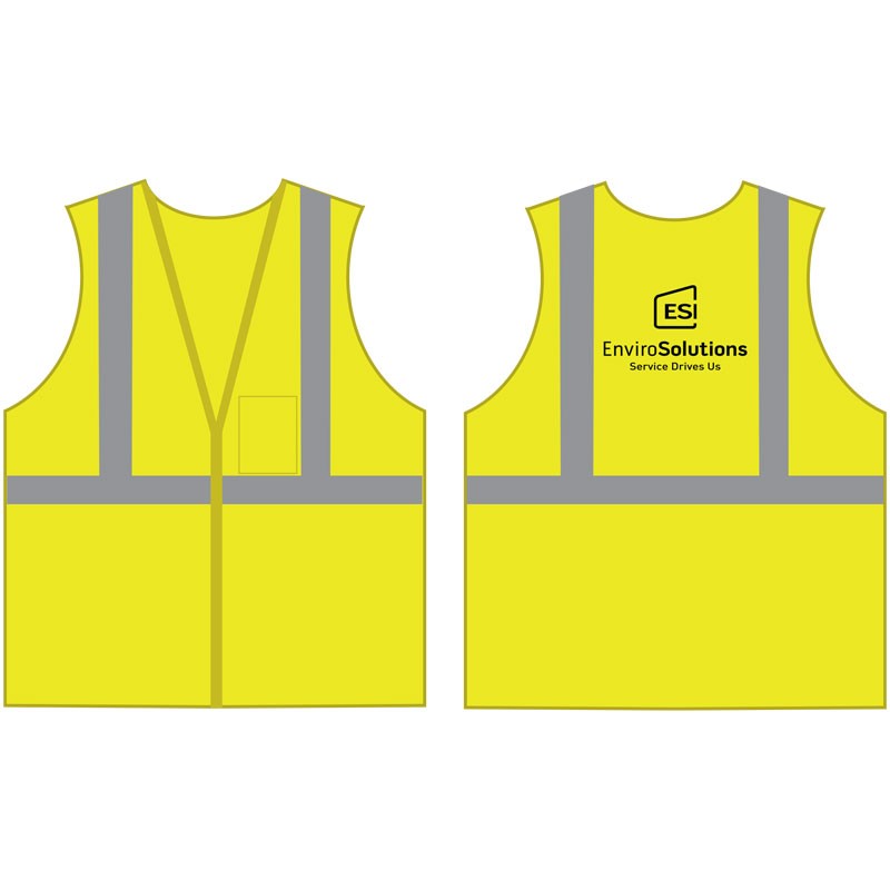 Class 2 Safety Vest - Lime Green Mesh with Black EnviroSolutions Logo, Medium