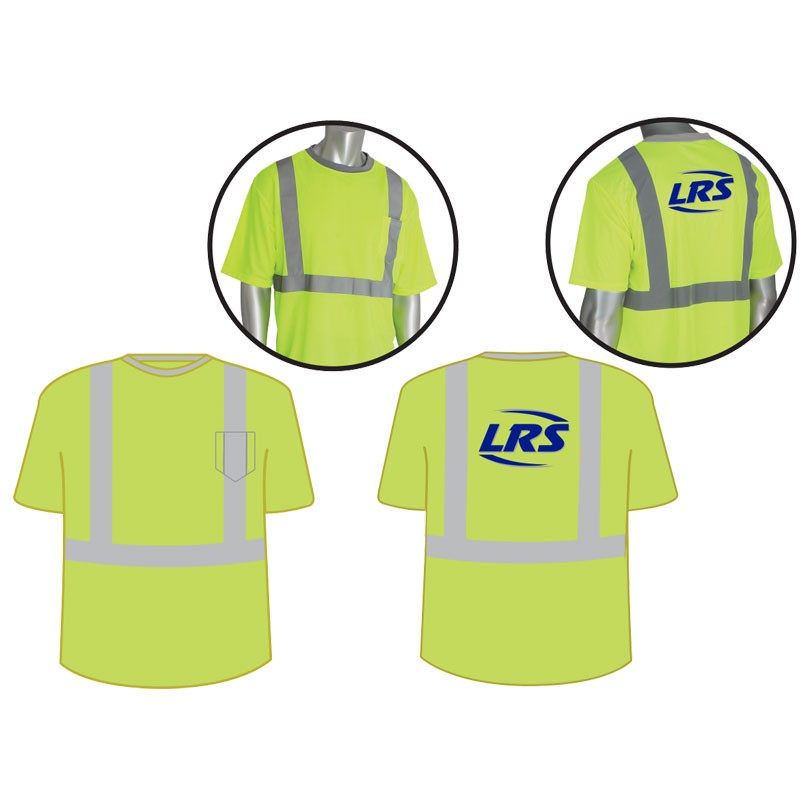 LG CLS 2 CREW NECK T-SHIRT HI-VIS YEL W/ LAKESHORE RECYCLING LOGO 2C-1L