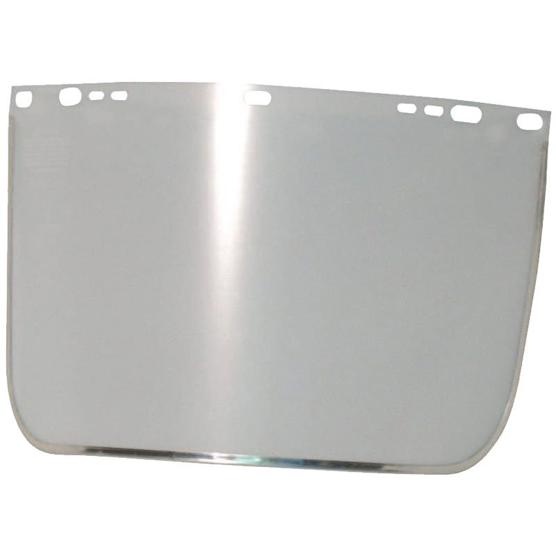 9" X 15-1/2" Clear PETG Face Shield, Aluminum Bound, Flat Base, Universal Fit