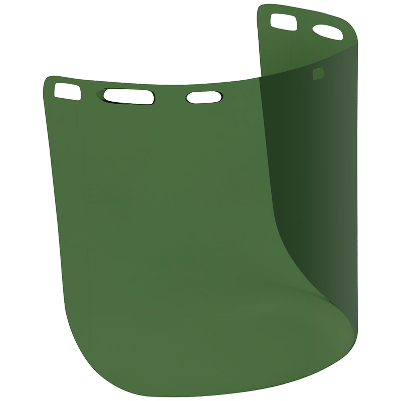 8" x 15" Dark Green Polycarbonate Face Shield, Non-Bound, Molded - Cylindrical Shape, Universal Fit