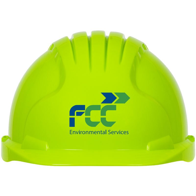 6151 HI-VIS YEL WHEEL RATCHET HARD HATW/FCC ENVIRONMENTAL LOGO 2C 1L