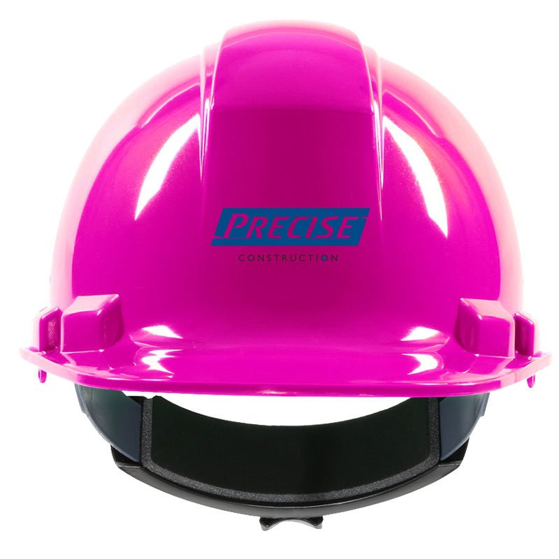 241R PINK HARD HAT W/ 4-PT WHEELRATCHET SUSPENSION W/PRECISE CONSTRUCTION LOGO 2C 1L