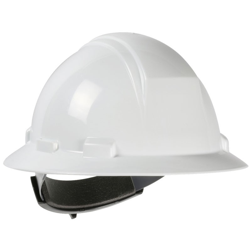 642 Hard Hat, ANSI Type II, Full Brim, 4-Point Wheel Ratchet Suspension, White