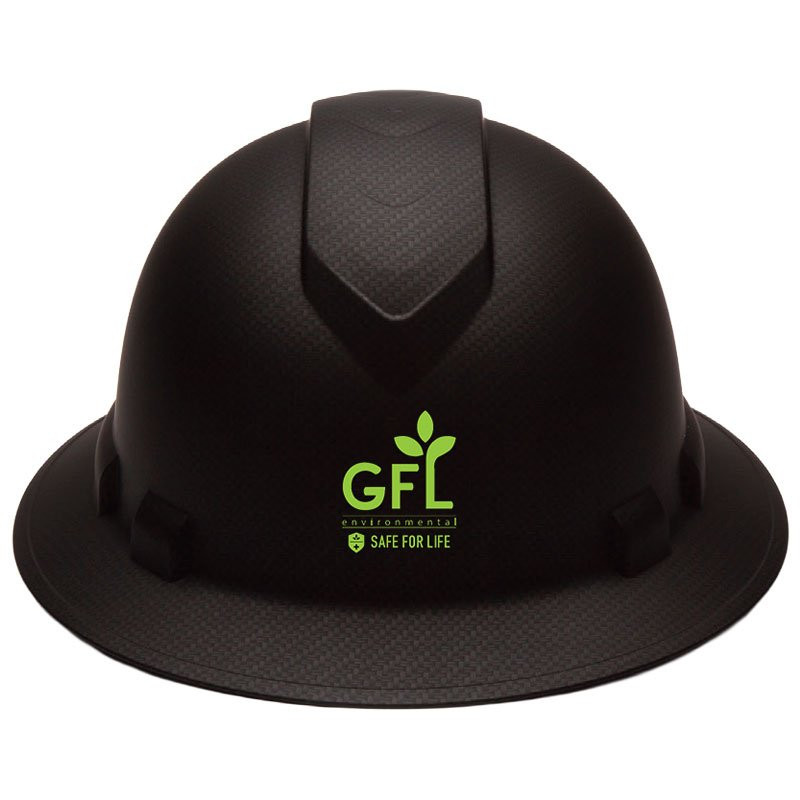 RIDGELINE FULL BRIM BLACK GRAPHITEPATTERN 4-POINT RATCHET SUSPENSION W/ GFL ENVIRONMENTAL LOGO 1C 1L