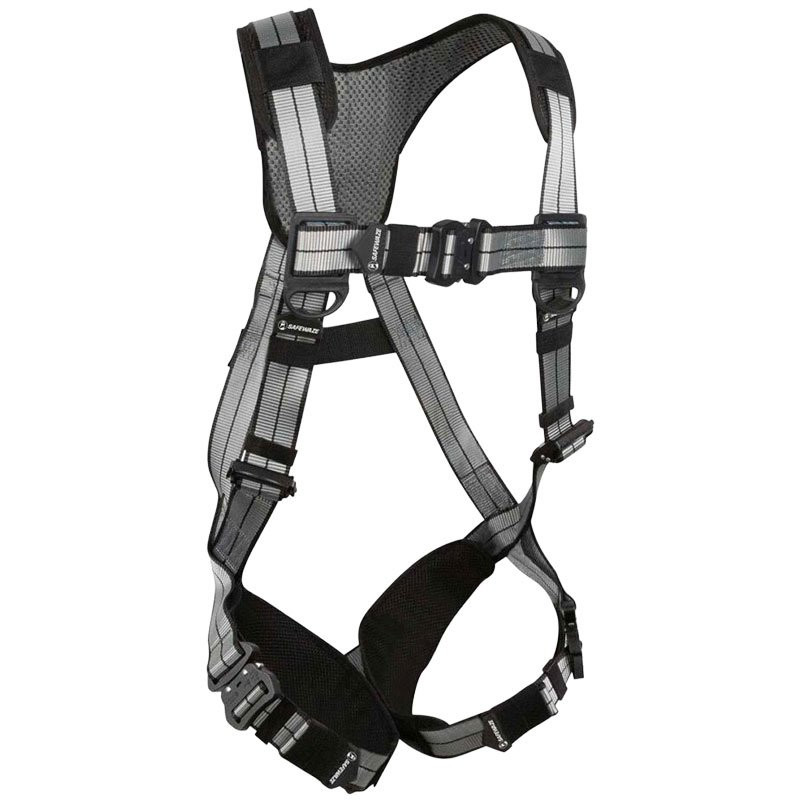 Safewaze Pro+ Slate Safety Harness, Aluminum Dorsal D-Ring, Shoulder Pads, Removable Leg Pads, Q/C Chest & Legs, 2-XL