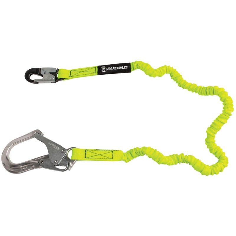 SafeWaze™ Pro Stretch Internal Energy Absorbing Lanyard w/ Aluminum Snap & Rebar Hooks