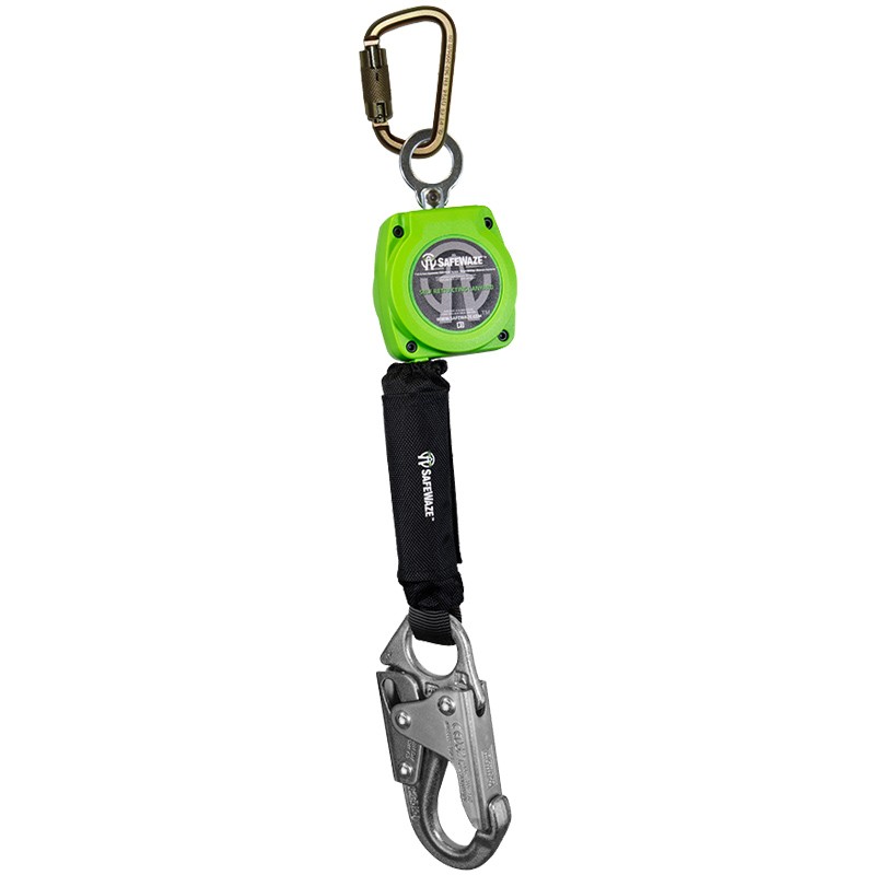 SafeWaze™ Latitude Class 1 Self Retracting Lifeline, Swivel Top w/ Steel Carabiner, Steel Snap Hook, Poly-Web, 6'