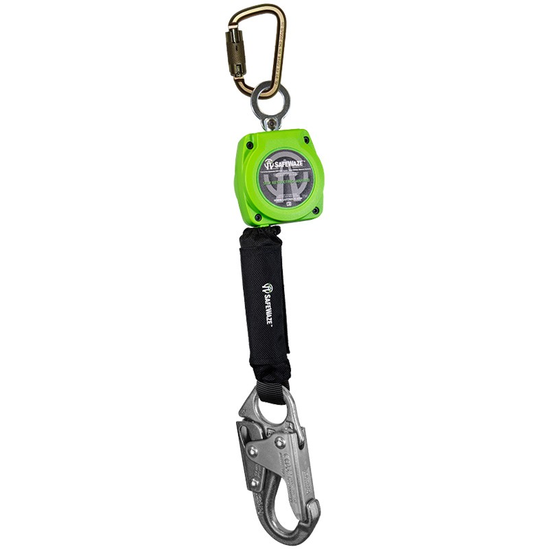 SafeWaze™ Latitude Class 1 Self Retracting Lifeline, Steel Snap Hook & Carabiner, Poly-Web, 6'