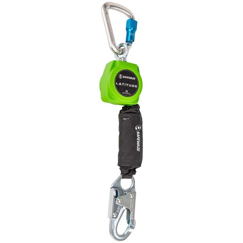 SafeWaze™ Latitude Class 1 Self Retracting Lifeline, Swivel Top w/ Aluminum Carabiner, Steel Snap Hook, Poly-Web, 6'