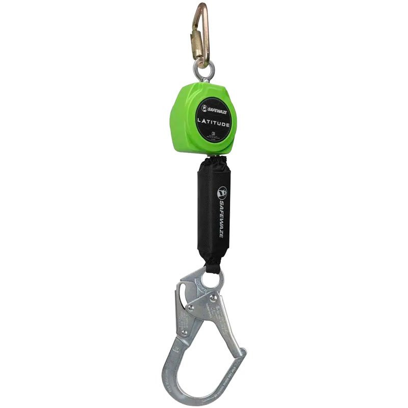 SafeWaze™ Latitude Class 1 Self Retracting Lifeline, Swivel Top w/ Steel Carabiner, Steel Rebar Hook, Poly-Web, 11'