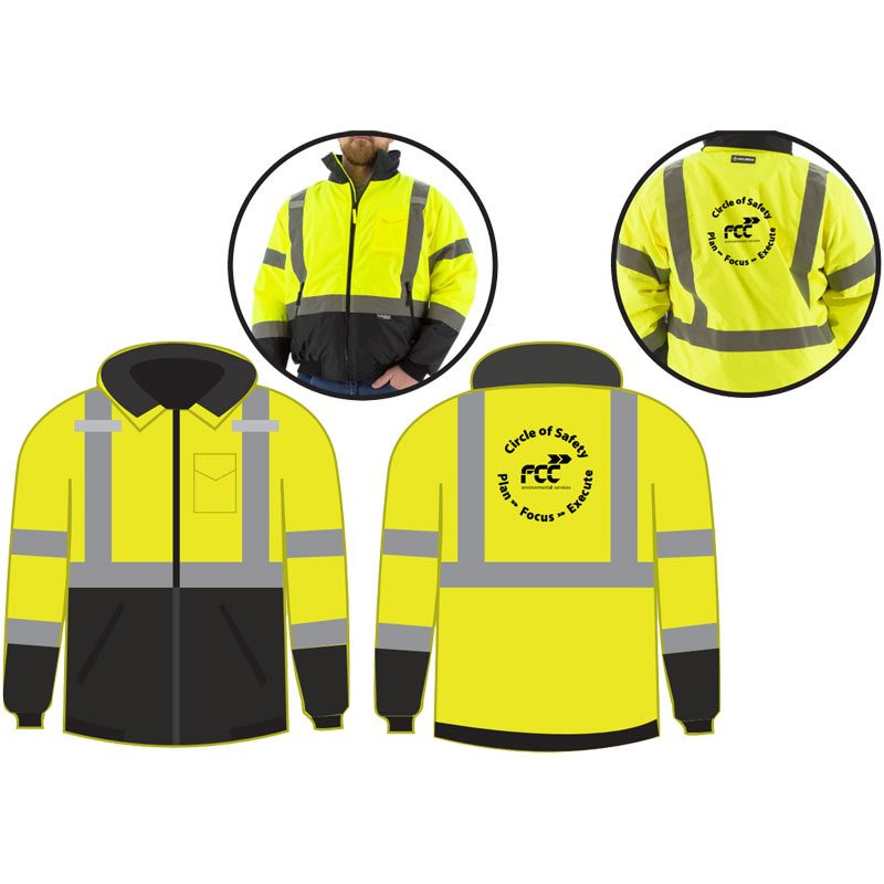 2XL ANSI CLASS 3 TWO TONE WATERPF PARKAHI-VIS YELLOW W/ FCC ENVIRONMENTAL LOGO 1C 1L
