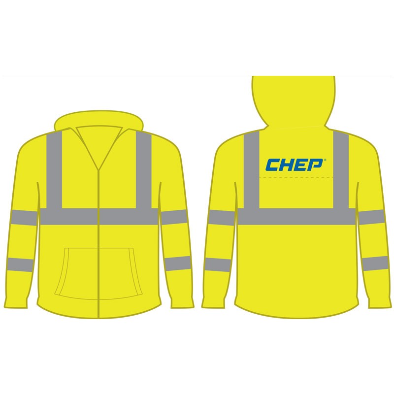 Class 3 Hooded Sweatshirt with Blue CHEP Logo, Yellow - 3-XL