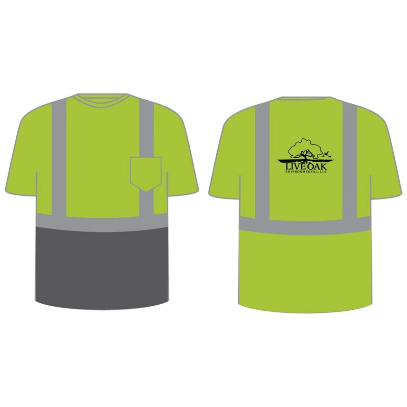6XL CLS 2 LY BLACK BOTTOM MESH T- SHIRT W/ LIVE OAK ENVIROMENTAL LOGO 1C 1L