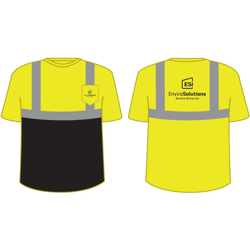 Class 2 Black Bottom T-Shirt w/ Black ESI Logo on Front and Back, Medium