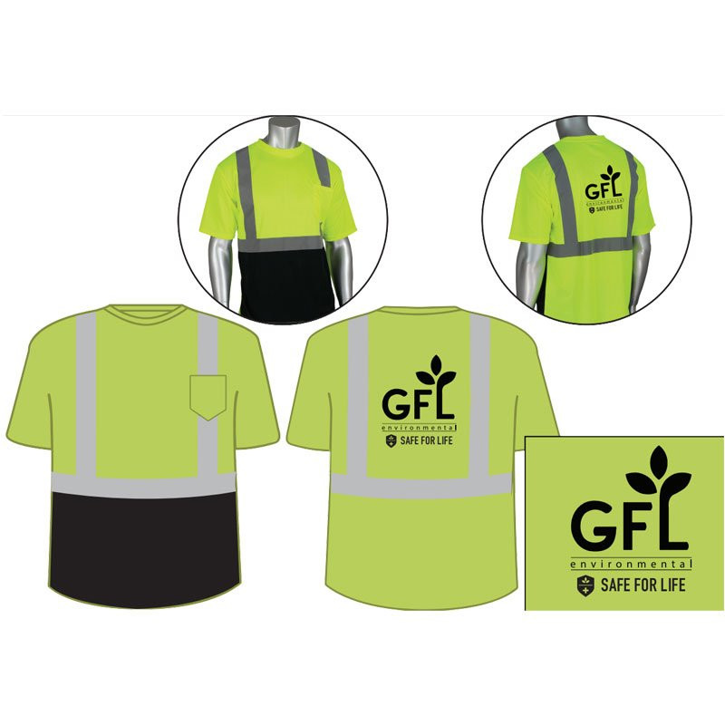 7-XL CLS 2 LY BLACK BOTTOM MESH T-SHIRT  W/ GFL LOGO