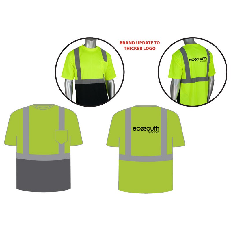 5X CLS 2 LY BLACK BOTTOM MESH T- SHIRT W/ ECOSOUTH LOGO 1C - 1L