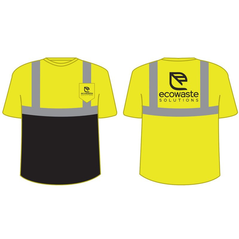 5XL CLS 2 LY BLACK BOTTOM MESH T-SHIRT W/ECOWASTE SOLUTIONS LOGO 1C 1C 2L