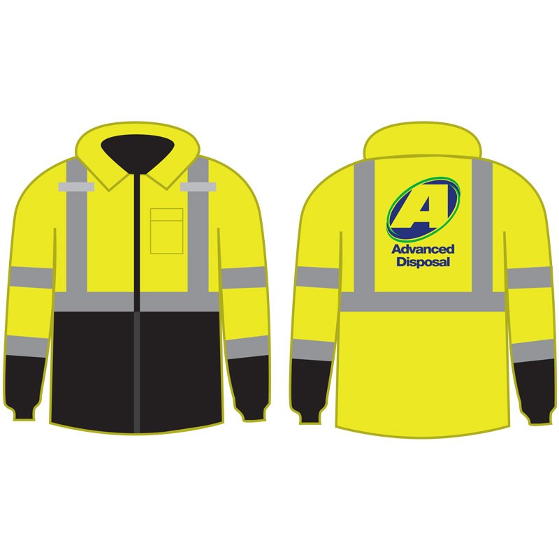 Class 3 Insulated Black Trim Bomber w/ Color Advanced Disposal Logo on Back, Yellow - Large