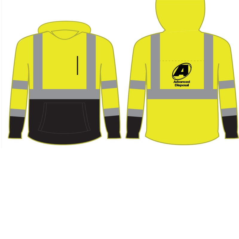 5-XL CLS-3 BLACK BOTTOM SWEATSHIRT LY HI-VIS YELLOW W/ ADVANCED DISPOSAL LOGO (1C - 1L)