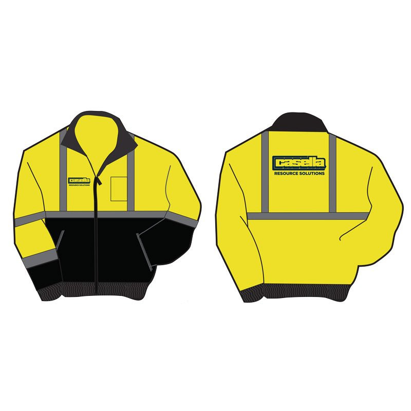 XL CLASS 3 LIME GREEN BLACK BOTTOMBOMBER JACKET W/ CASELLA LOGO