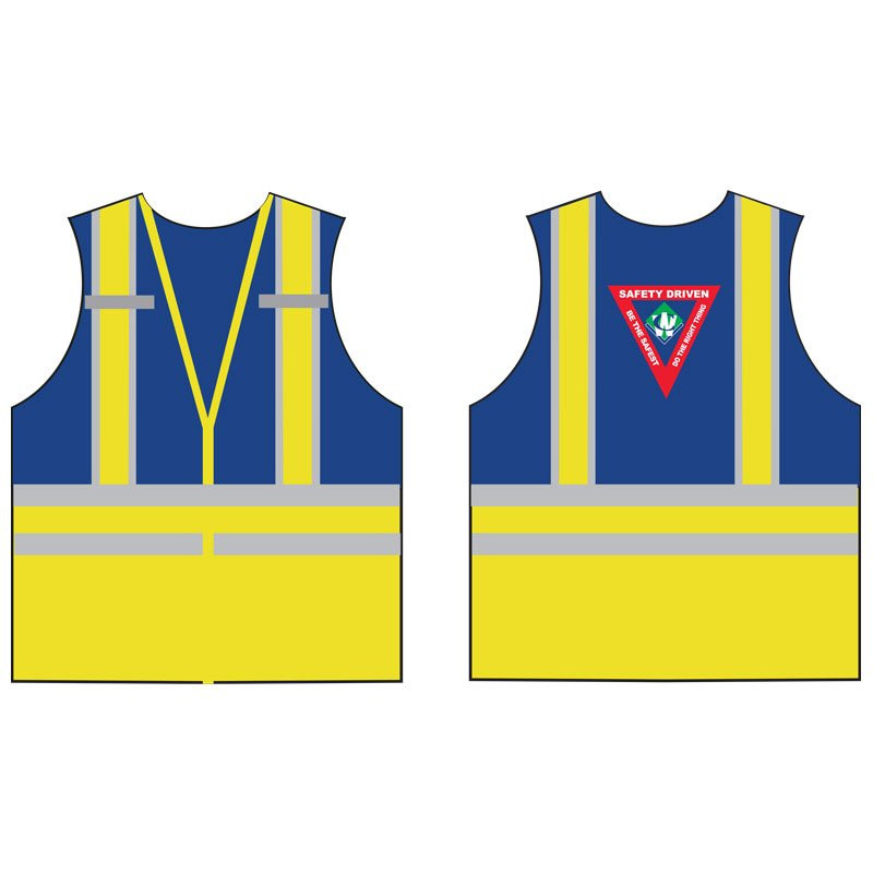 M-XL ANSI 207 BLUE PUBLIC SAFETY VEST W/COLOR WASTE CONNECTIONS LOGO