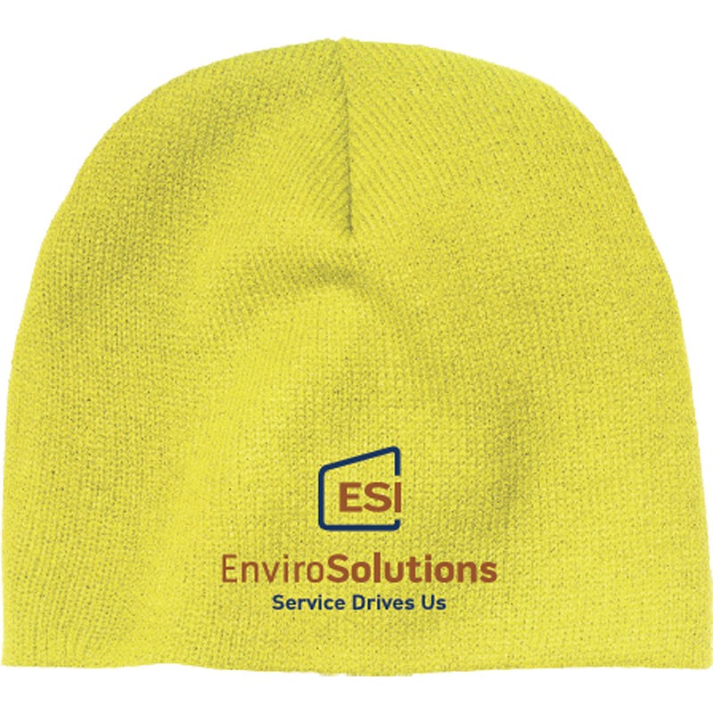 Neon Yellow Beanie Cap w/ Embroidered ESI Logo