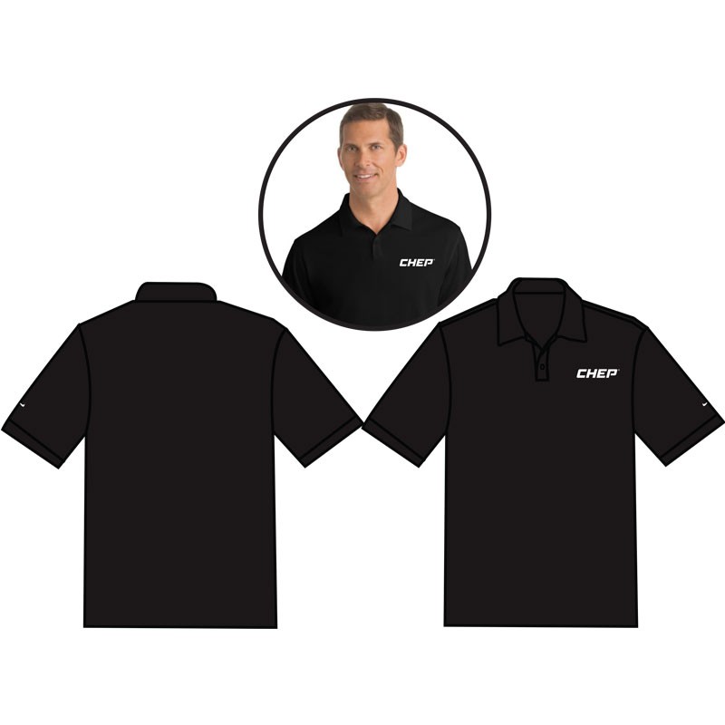 Nike Golf Dri-FIT Black Polo with Embroidered CHEP Logo, Large
