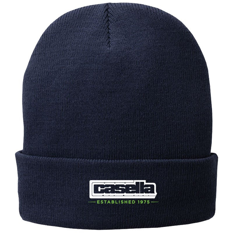 NAVY FLEECE LINED KNIT CAPW/CASELLA LOGO 2C 1L