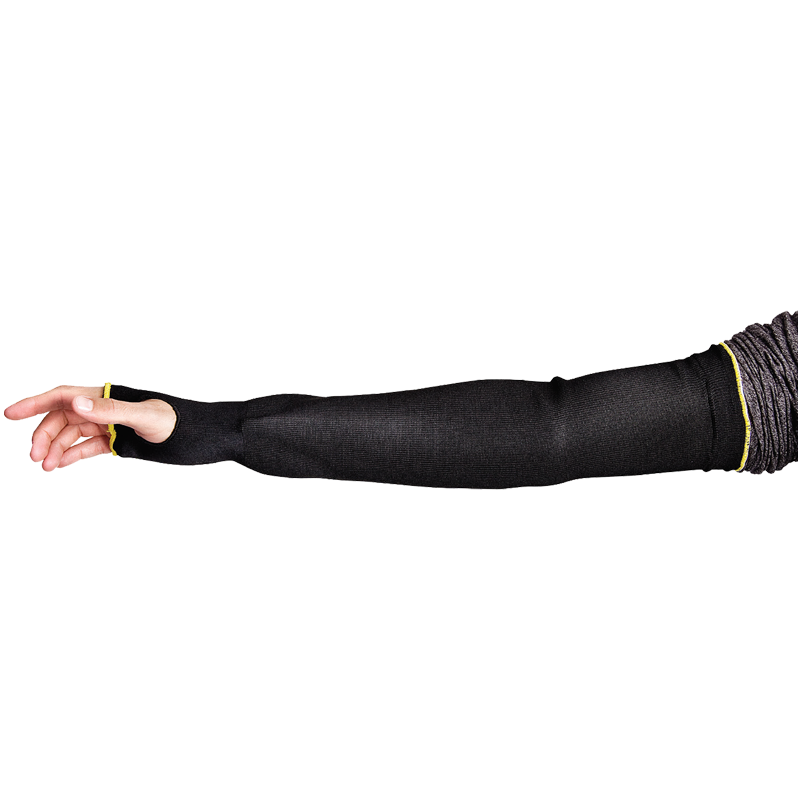 Cutban™ Tapered Sleeve, 1-Ply, Black, with Thumb Hole, 22", X-Large