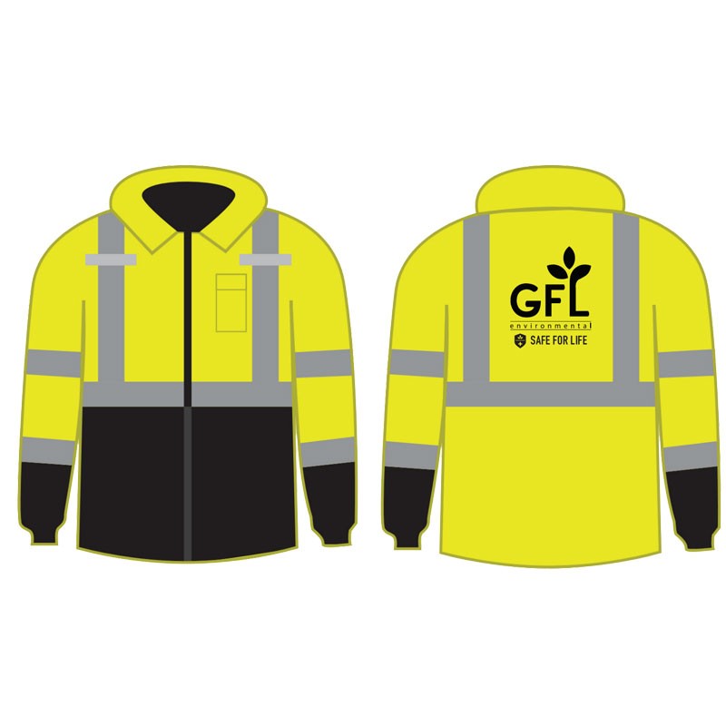 4X CLS-3 LY BLK BOTTOM BOMBER JACKET W/ ZIP-OUT FLEECE LINER  W/ GFL LOGO 1C-1L
