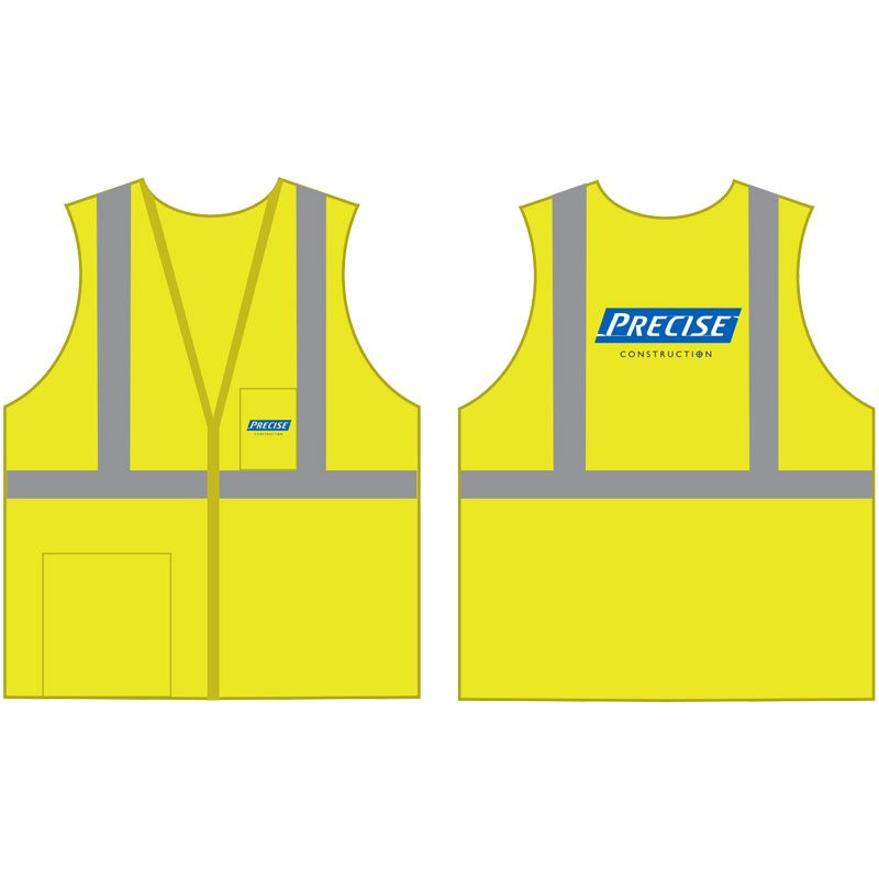 M CLS 2 ECON SAFETY VEST LYECONOMY W/ZIPPER CLOSURE W/PRECISE CONSTRUCTION LOGO 3C 3C 2L