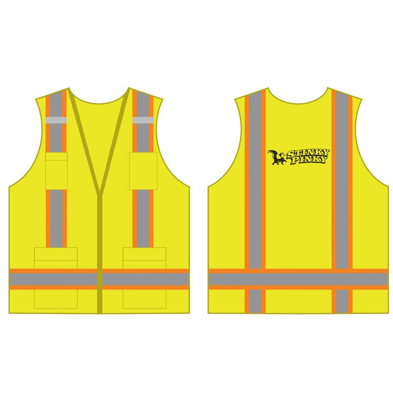 2XL TWO-TONE STRIPE CLS 2 VEST LY8 POCKET SURVEYOR'S VEST W/ STINKY PINKY LOGO 1C 1L