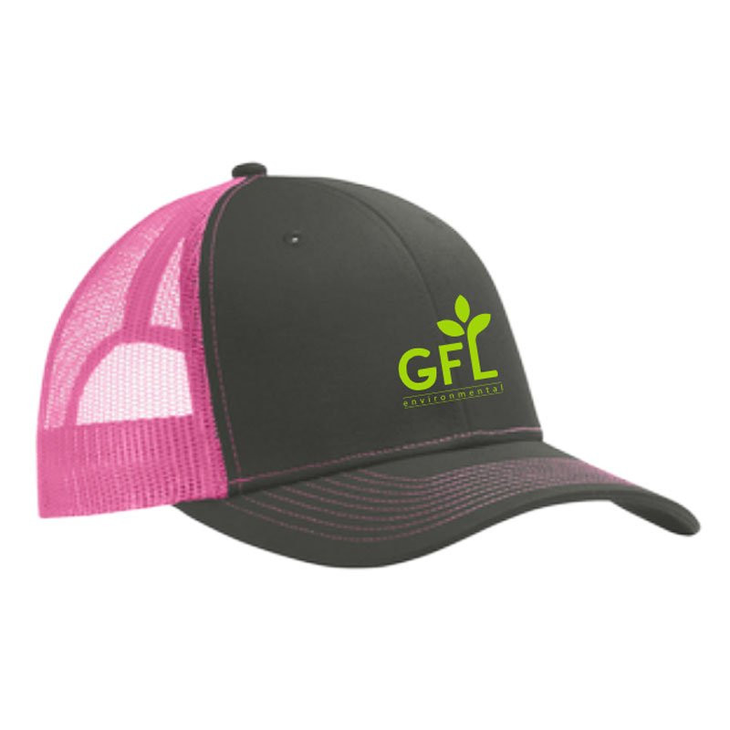 TRUCKER CAP GREY STEEL / NEON PINKW/GFL ENVIRONMENTAL LOGO 1C 1L